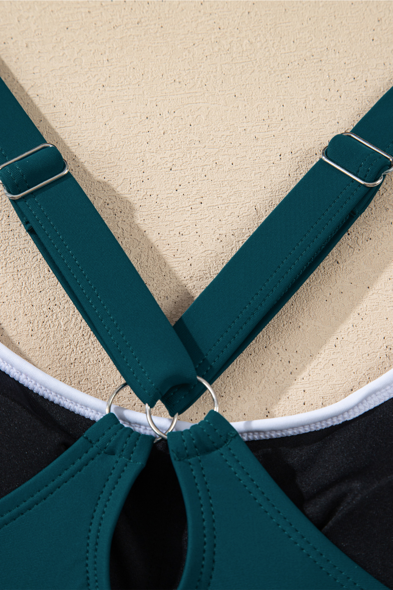 Bright Pink Contrast Edge Ruffled High Waist One Piece Swim Dress