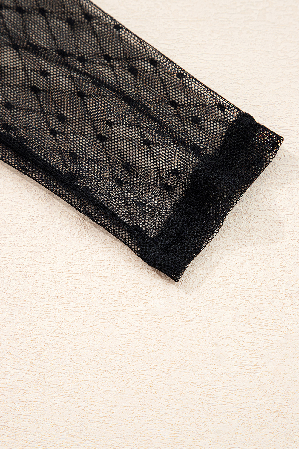 Black Polka Dot Mesh Long Sleeve Square Neck Bodysuit