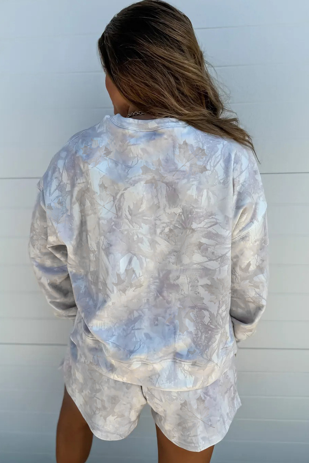 Beige Camo Print Baggy Drawstring Jogger Sweatpants