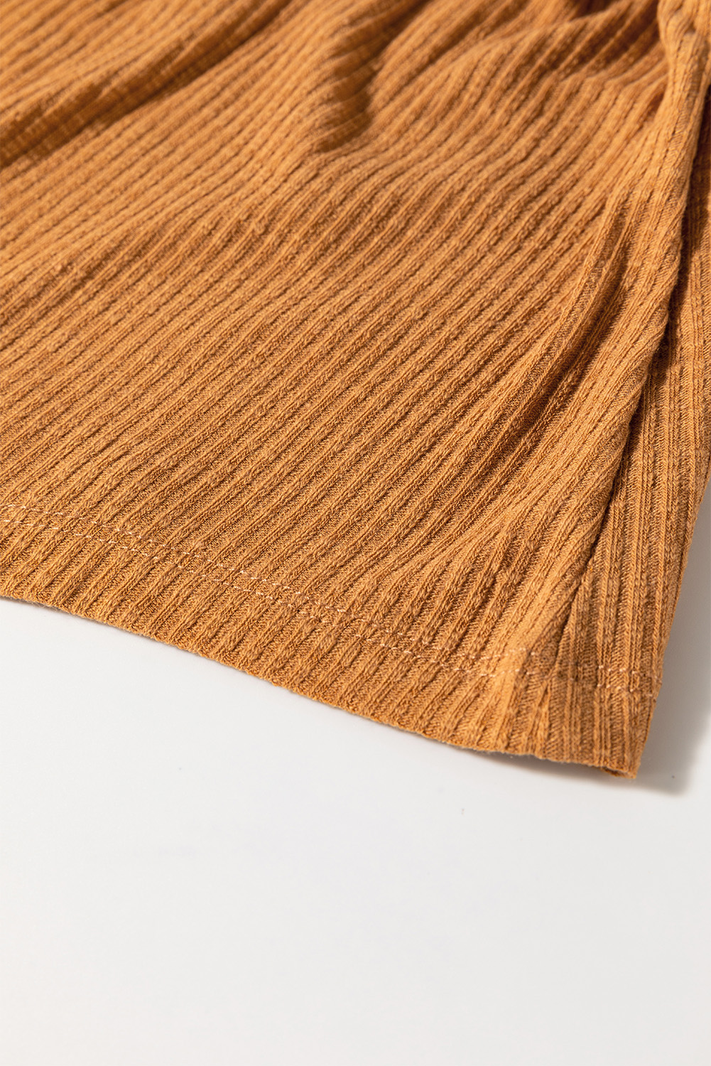 Straw Yellow Ribbed Front Knot Buttoned Thin Strap Tank Top