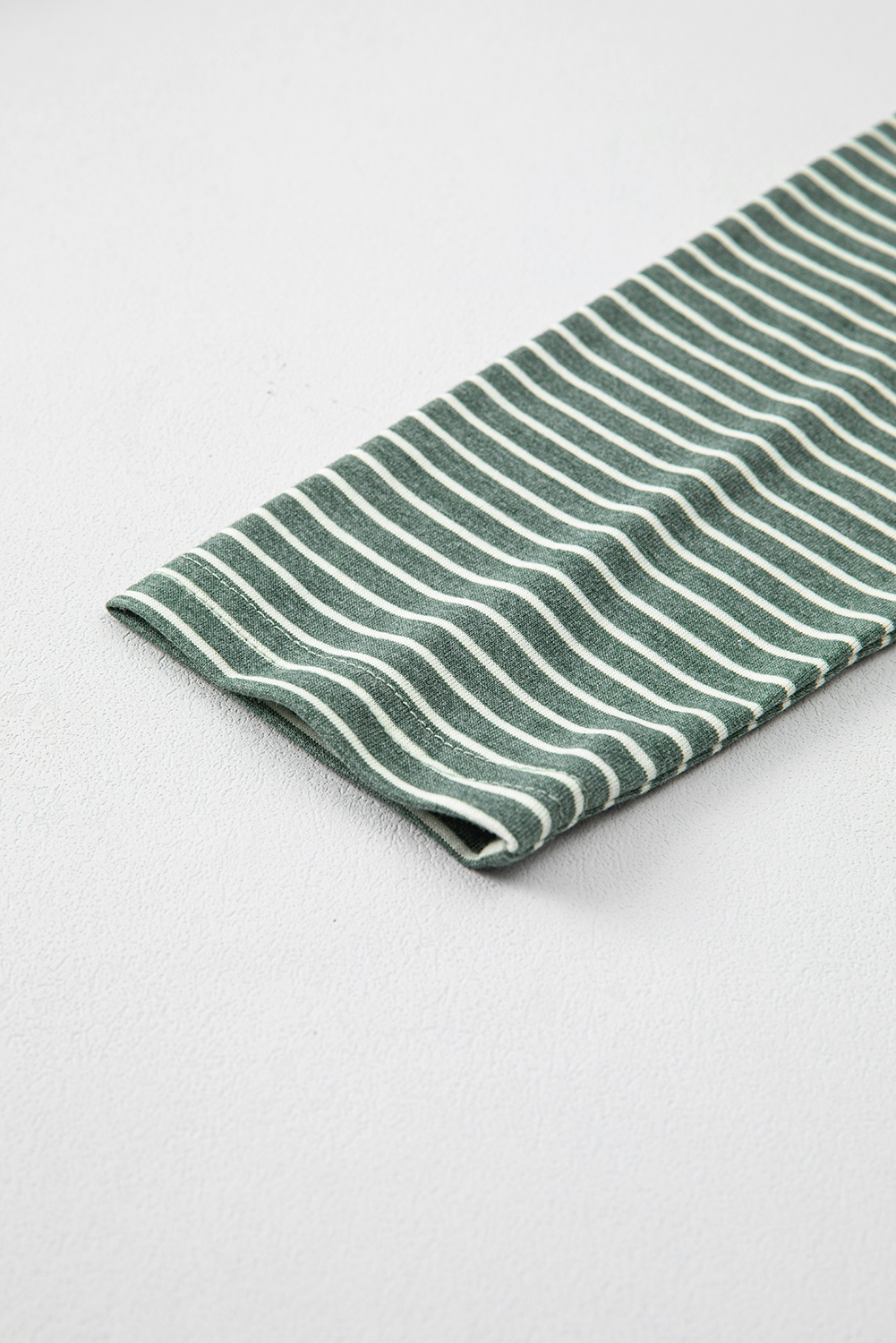 Green Stripe V Neck Stretchy Long Sleeve Top