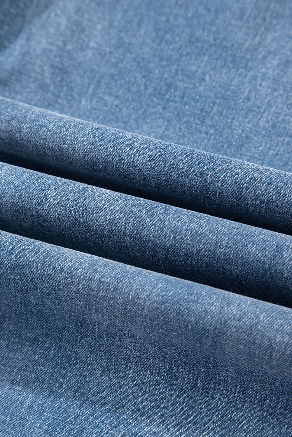 Blue Mid Rise Asymmetrical Waist Wide Leg Jeans