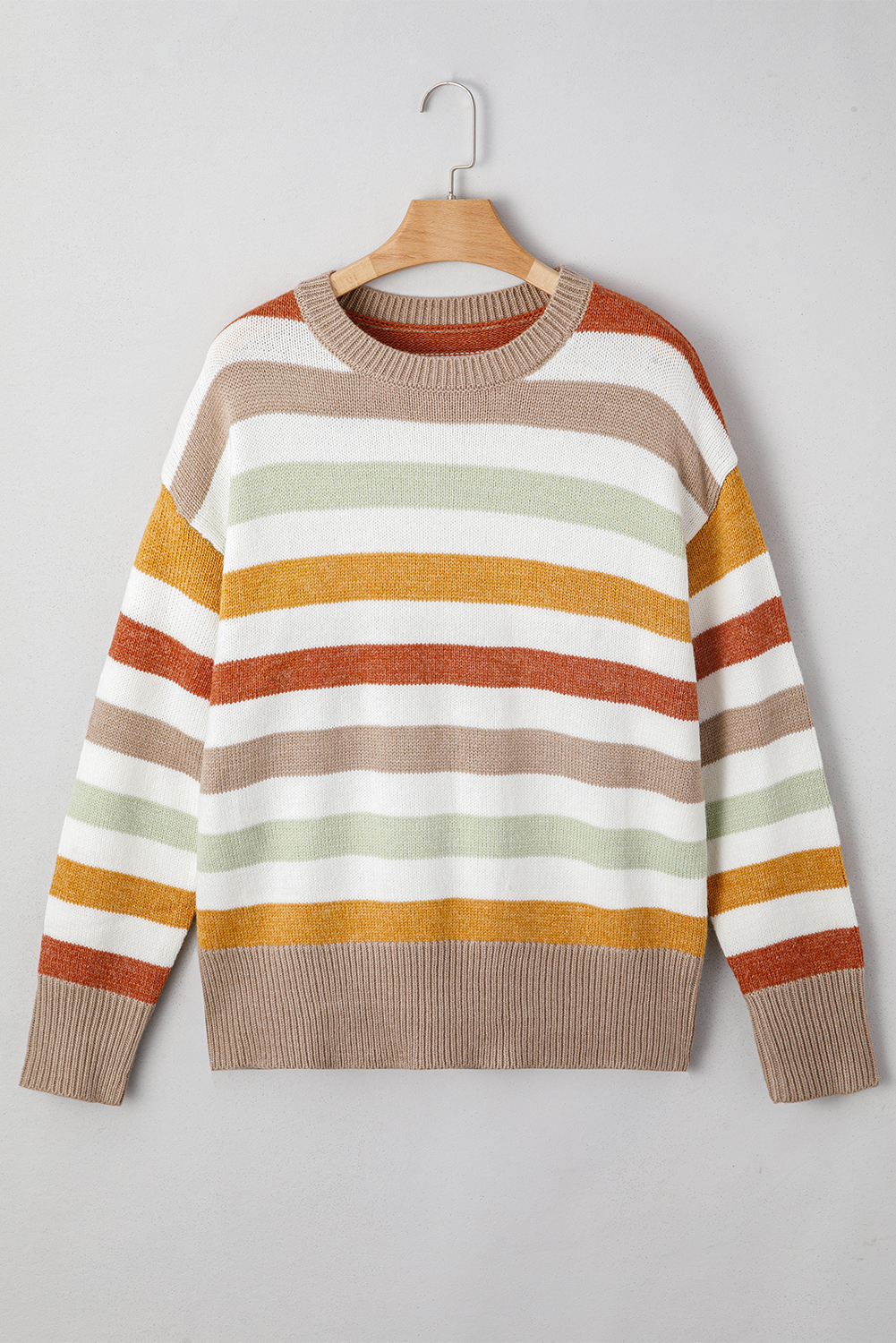 Multicolour Stripe Drop Shoulder Crew Neck Sweater