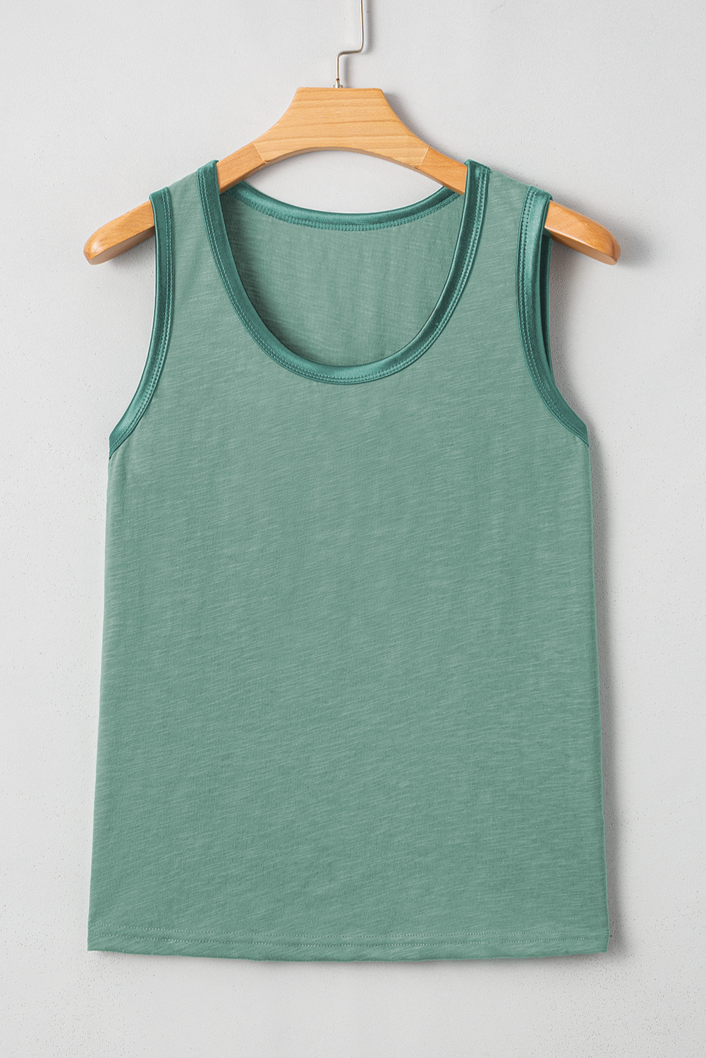 Tan Metallic Sheen Edge Scoop Neck Tank Top