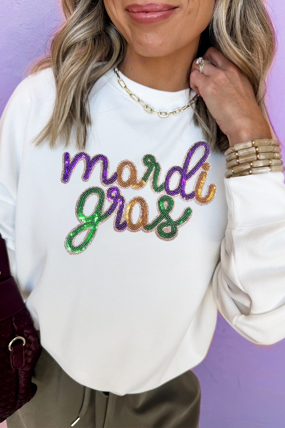 Wisteria Sequin mardi gras Graphic T Shirt