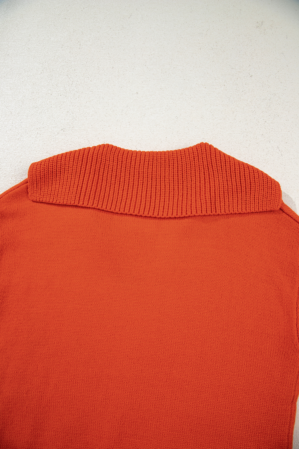 Racing Red Collared V Neck Ribbed Edge Sexy Elegant Sweater