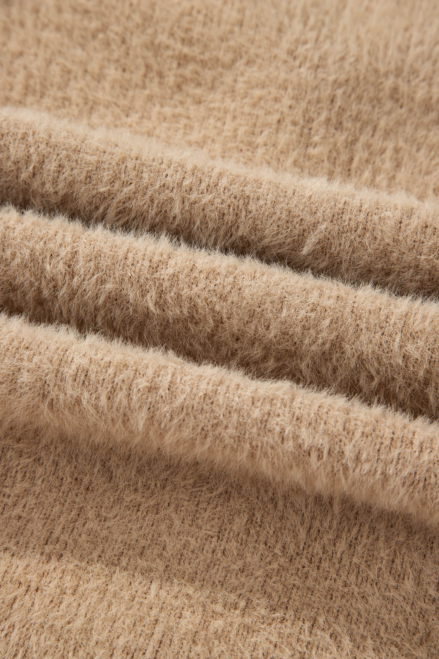 White Fuzzy Buttoned Front Midi Solid Cardigan