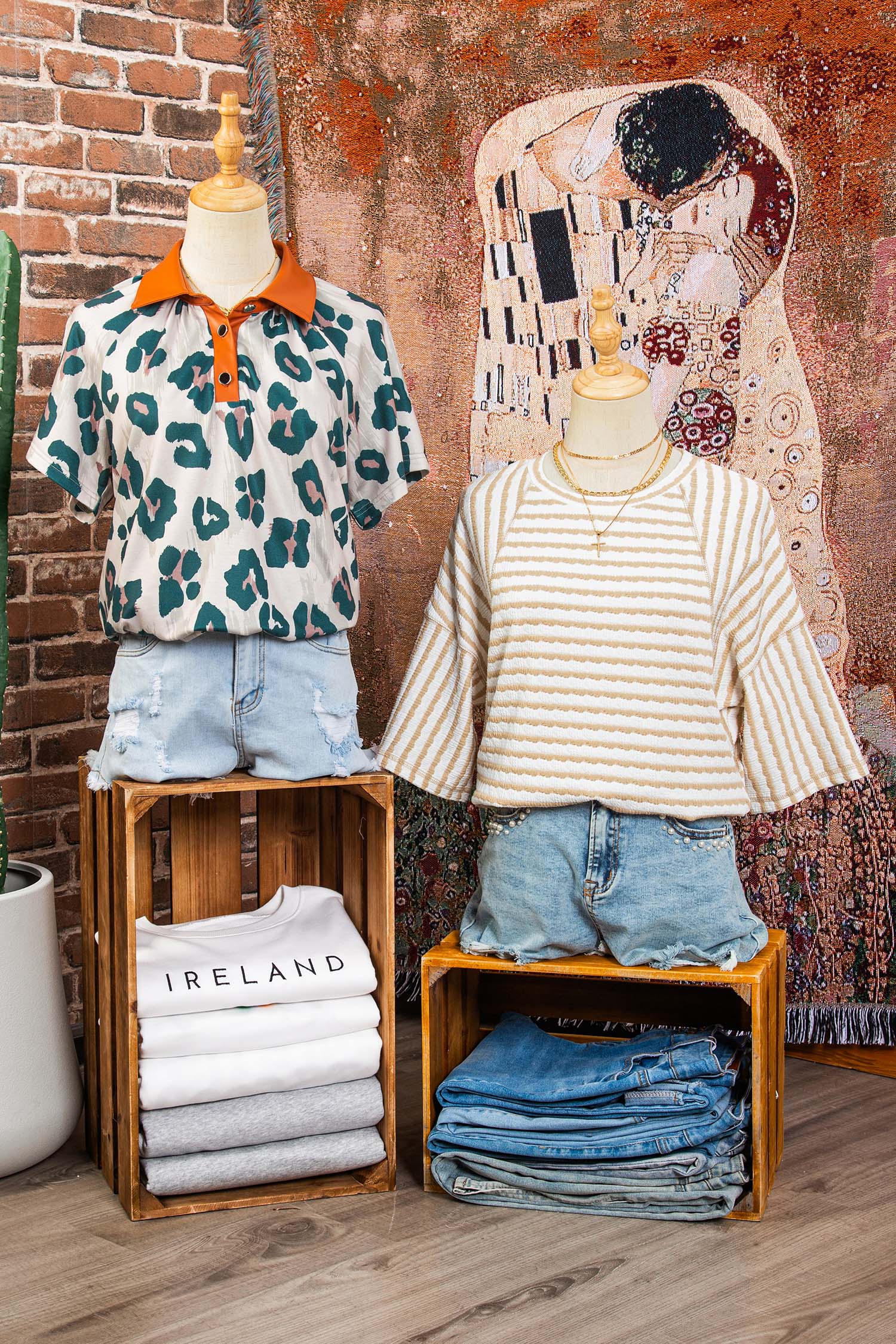 Pink Stripe Textured Knit Split Hem Half Sleeve Loose Top