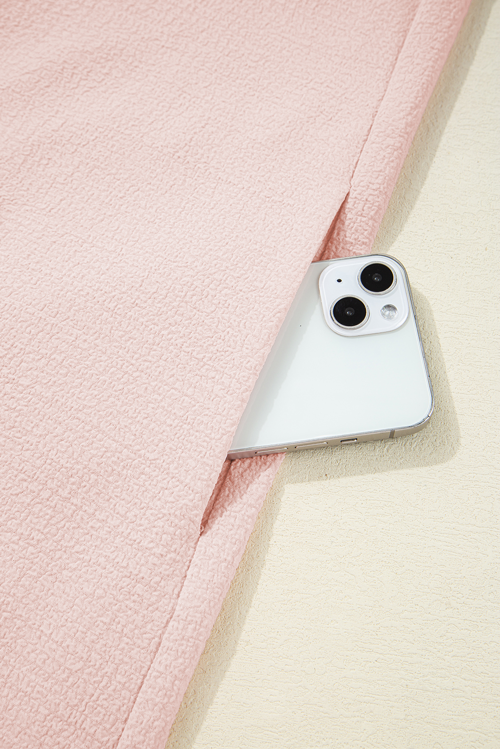 Beau Blue Textured Bow Knot Frilled Butterfly Sleeve Blouse