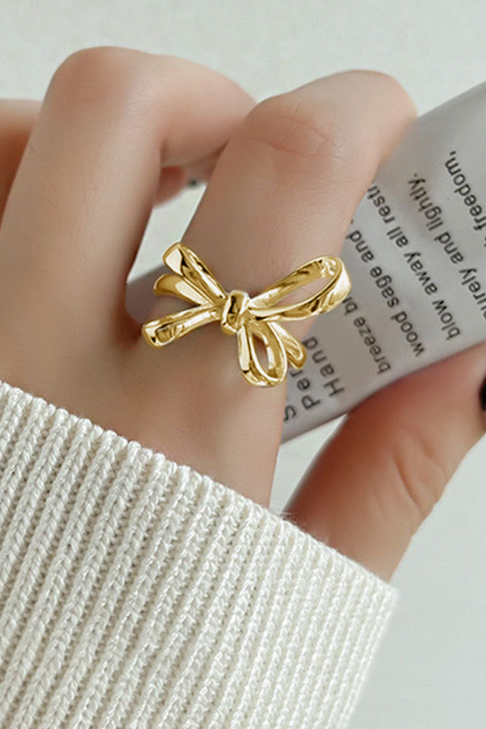 Gold Plated Alloy Half Open Bow Ring