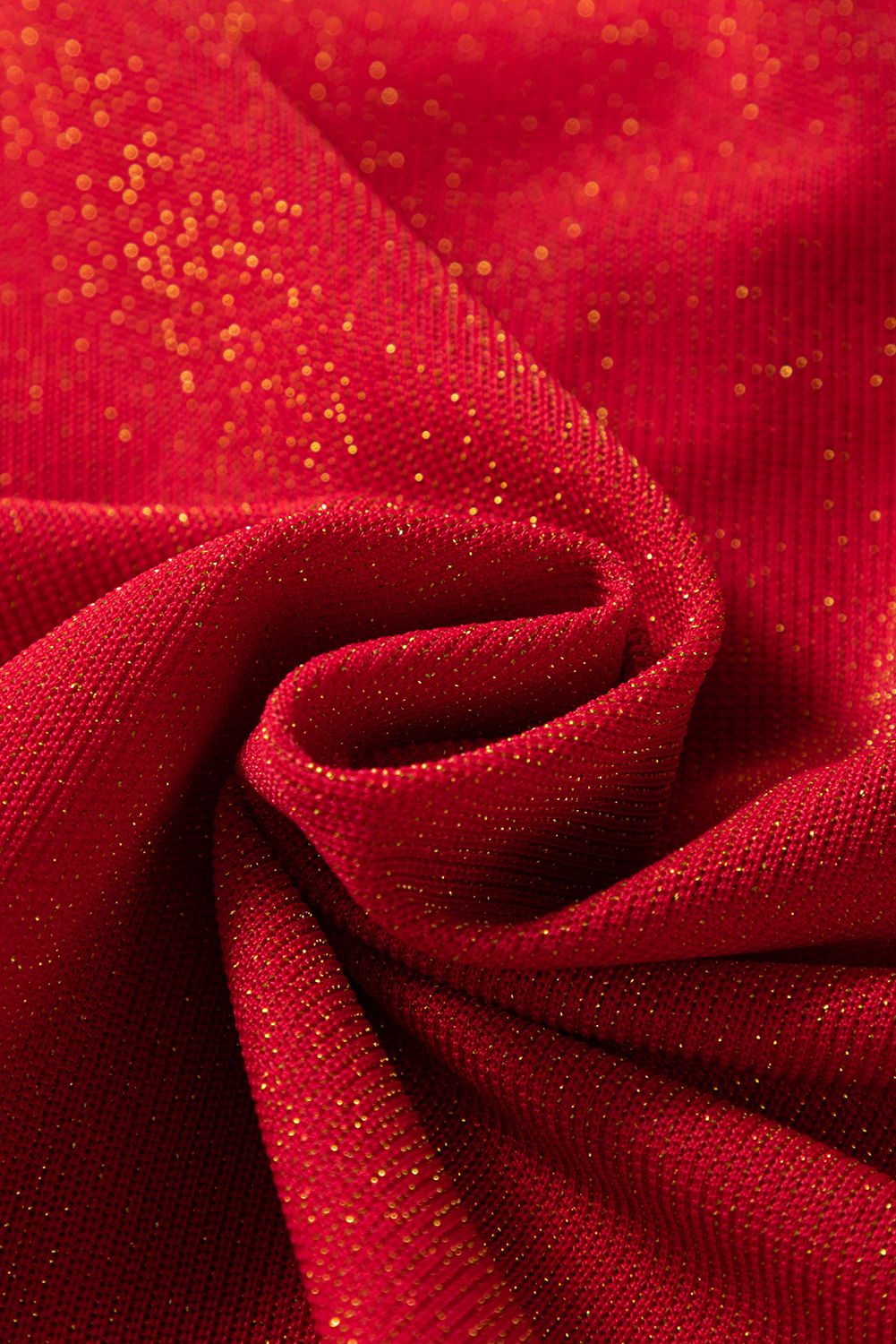 Red Metallic Bowknot Open Back V Neck Top