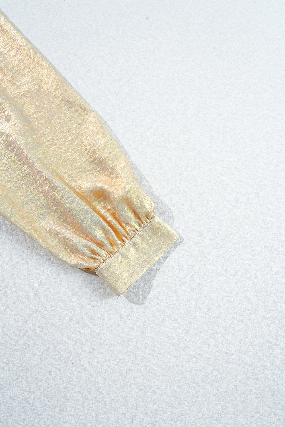 Dearlovers Gold Metallic Frilled V Neck Puff Sleeve Babydoll Blouse