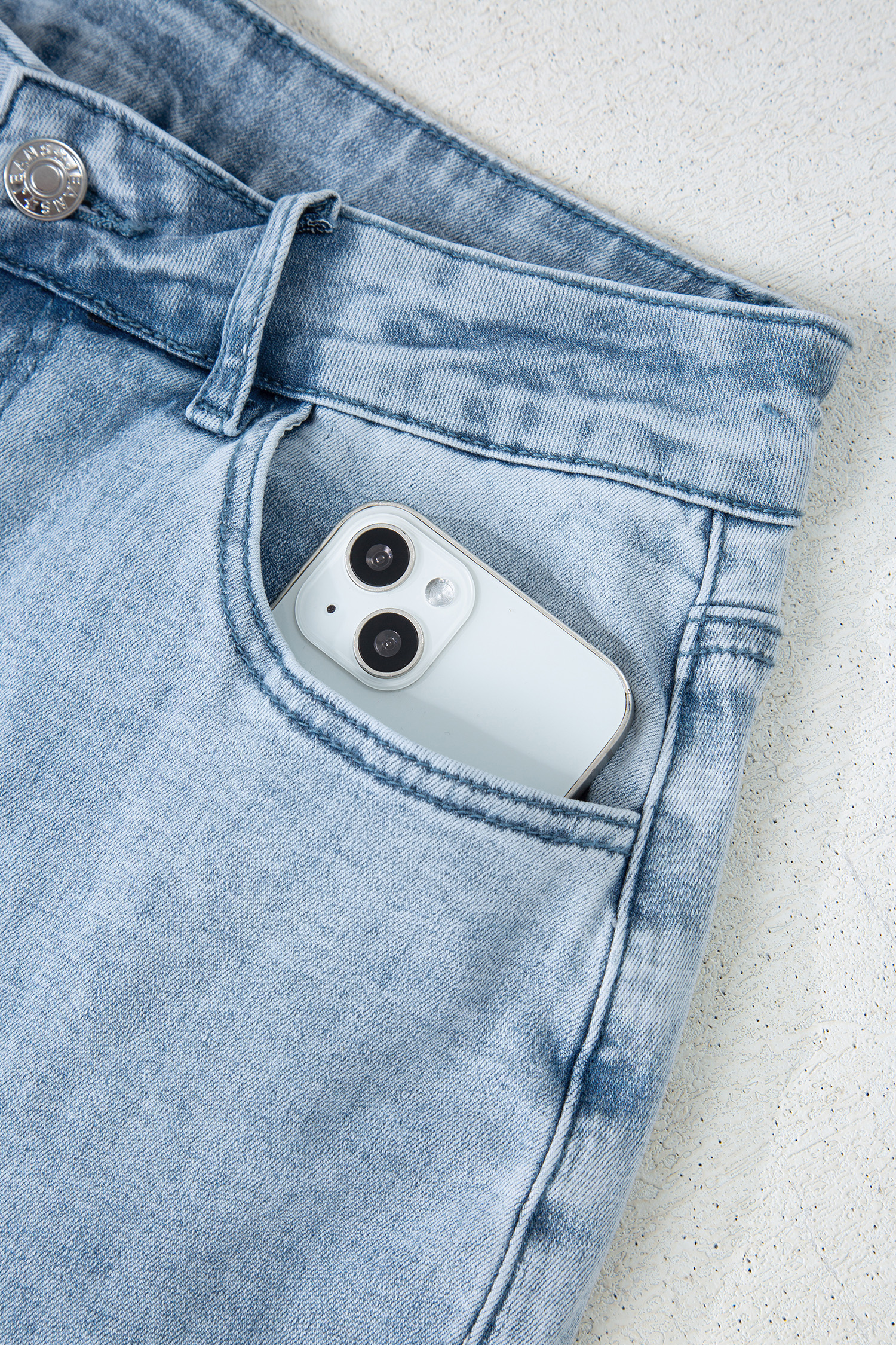 White Bow Knot Side Detail Straight Leg Loose Jeans