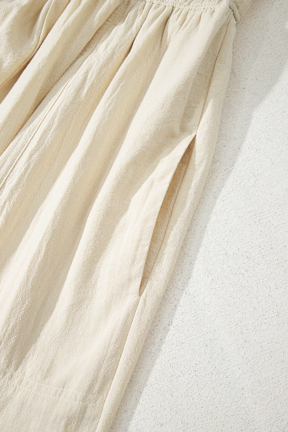 Beige Ruched High Waist Sleeveless Wide Leg Jumpsuit