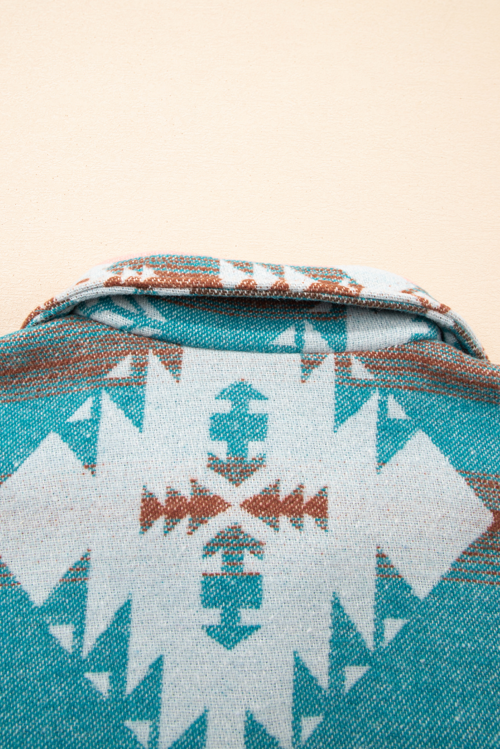 Green Quarter Zip Elastic Cuffs Aztec Sweatshirt