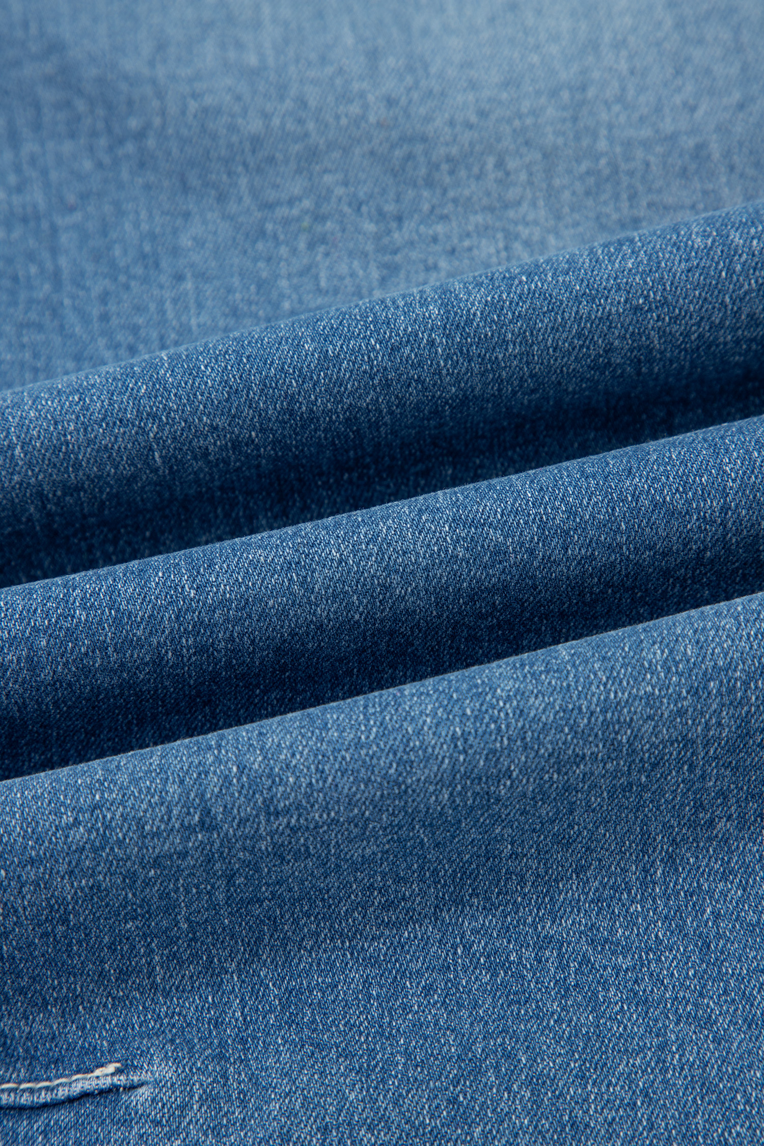 Sky Blue Medium Wash Cuffed Barrel Jeans