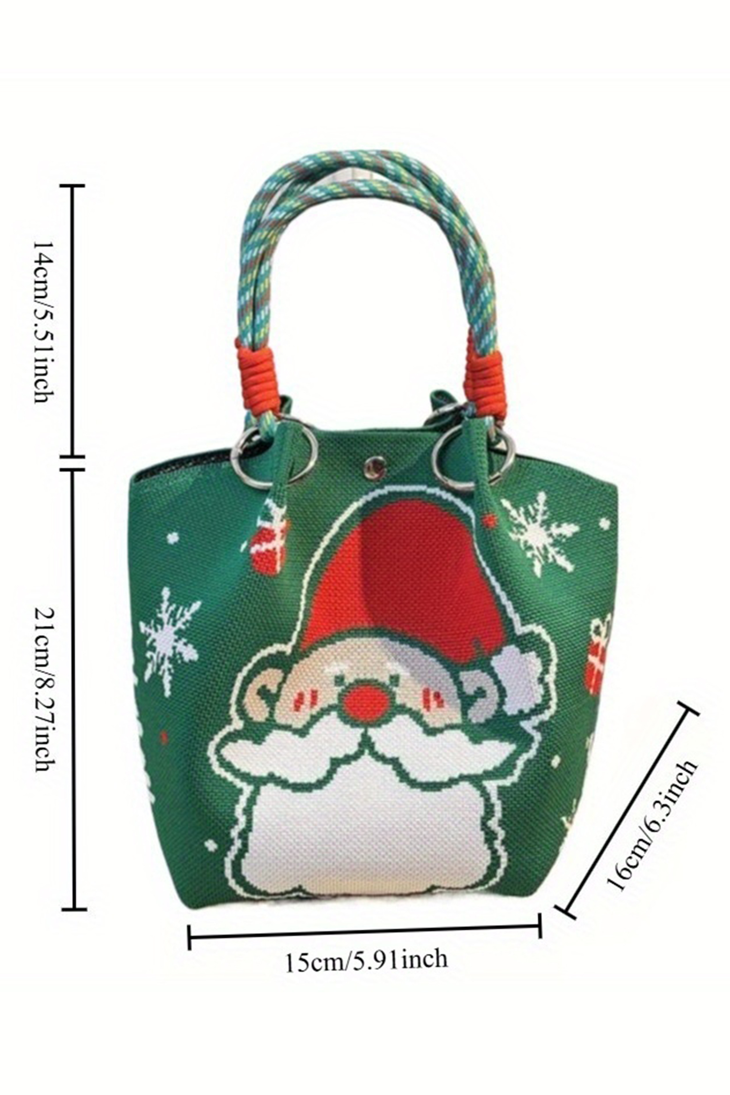 Blackish Green Cartoon Santa Claus Knitted Bucket Bag