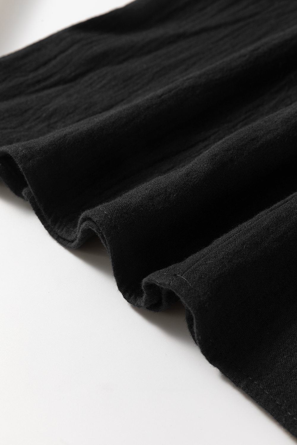 Black Ruffled Shoulder V Neck Shift Tank Top