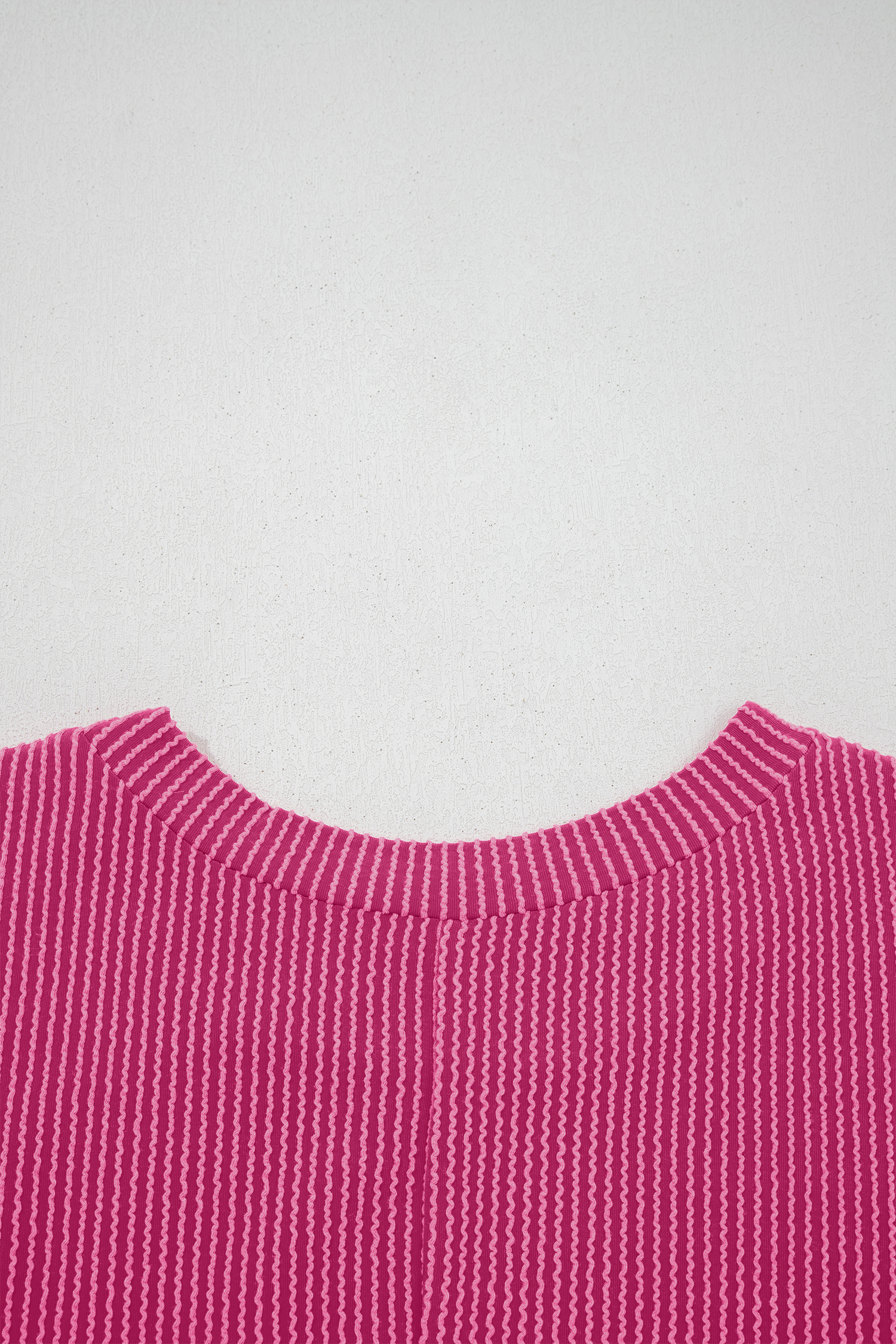 Bright Pink Striped Ribbed Knit T-shirt Shift Dress