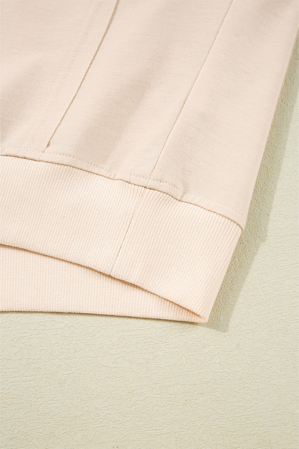 Beige Raw Edge Flower Patch Drop Shoulder Casual Top