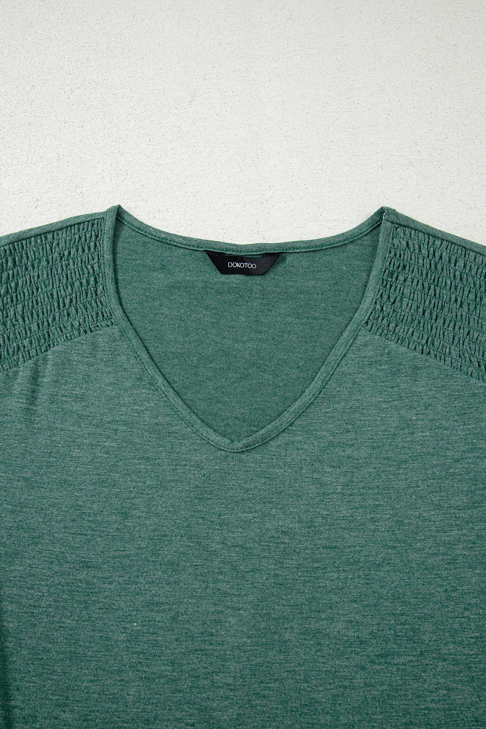 Beige Shirred Shoulder Frilled Cuffs Long Sleeve Top