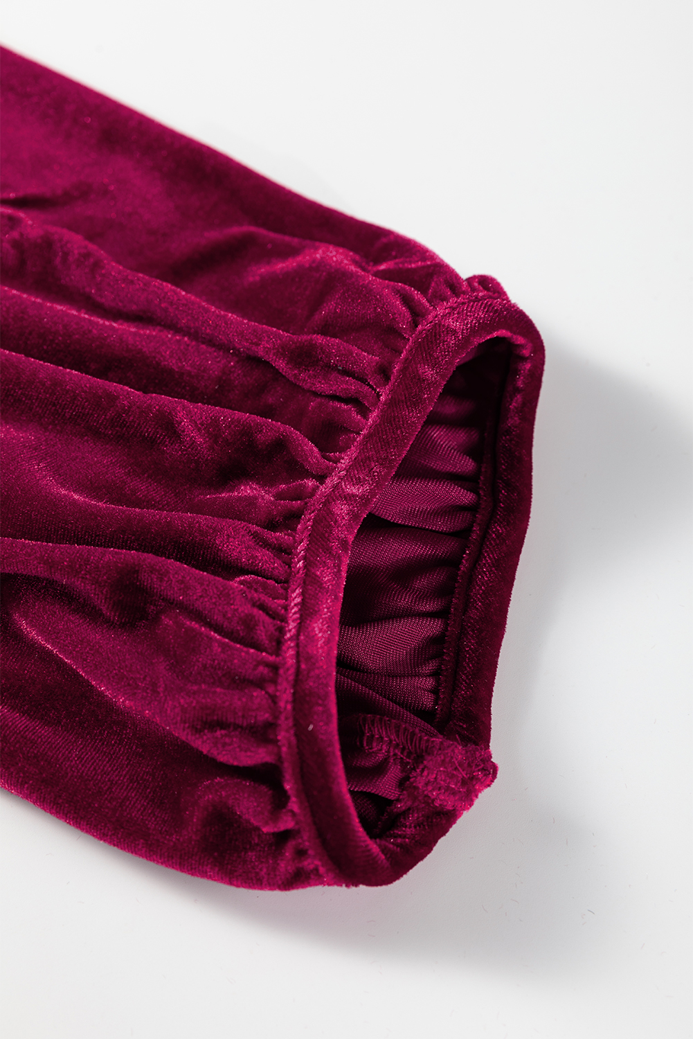 Burgundy 3/4 Sleeve Tunic Babydoll Velvet Shirt