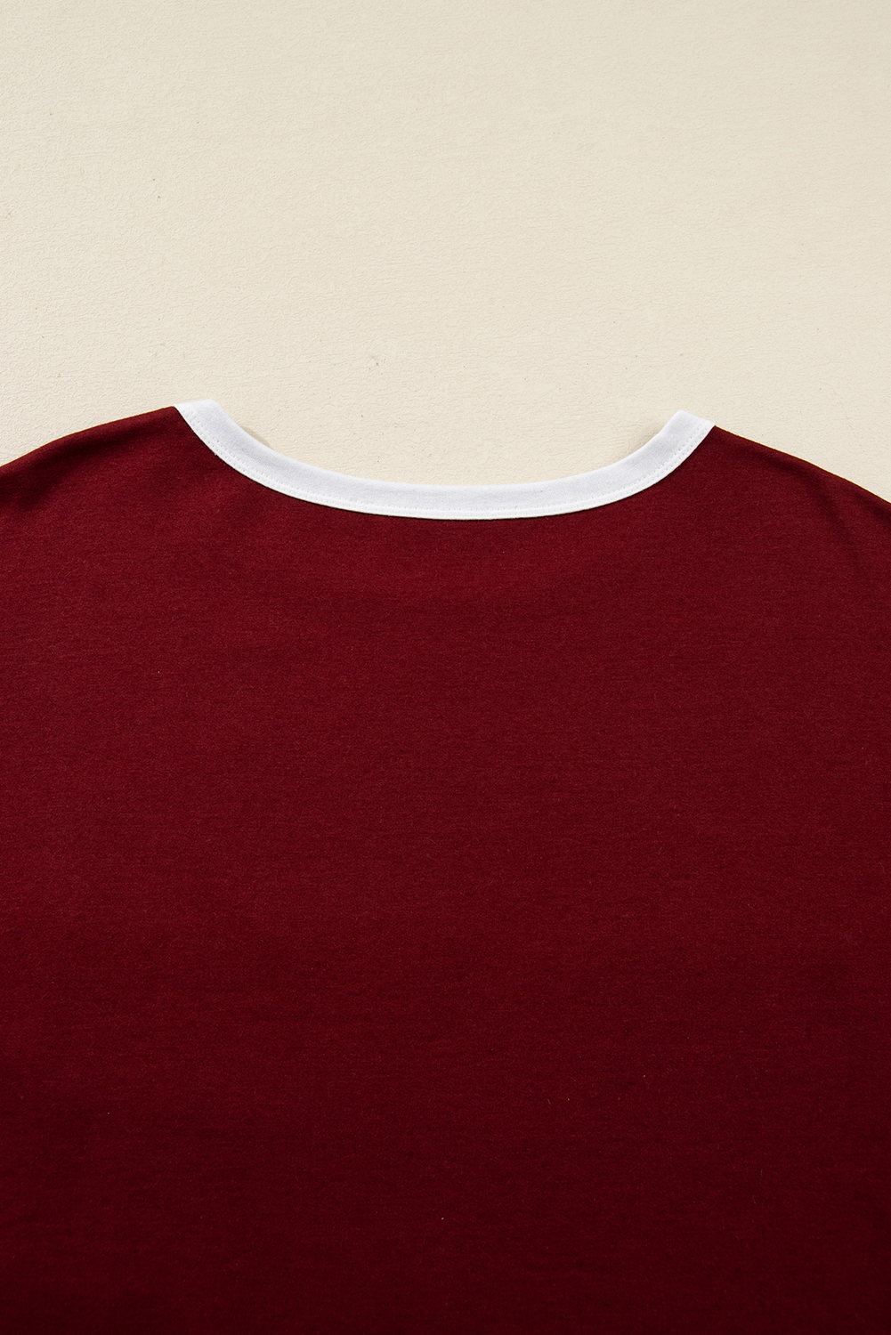 Red Dahlia Cheerful Daisy Flower Patched Round Neck Long Sleeve Top