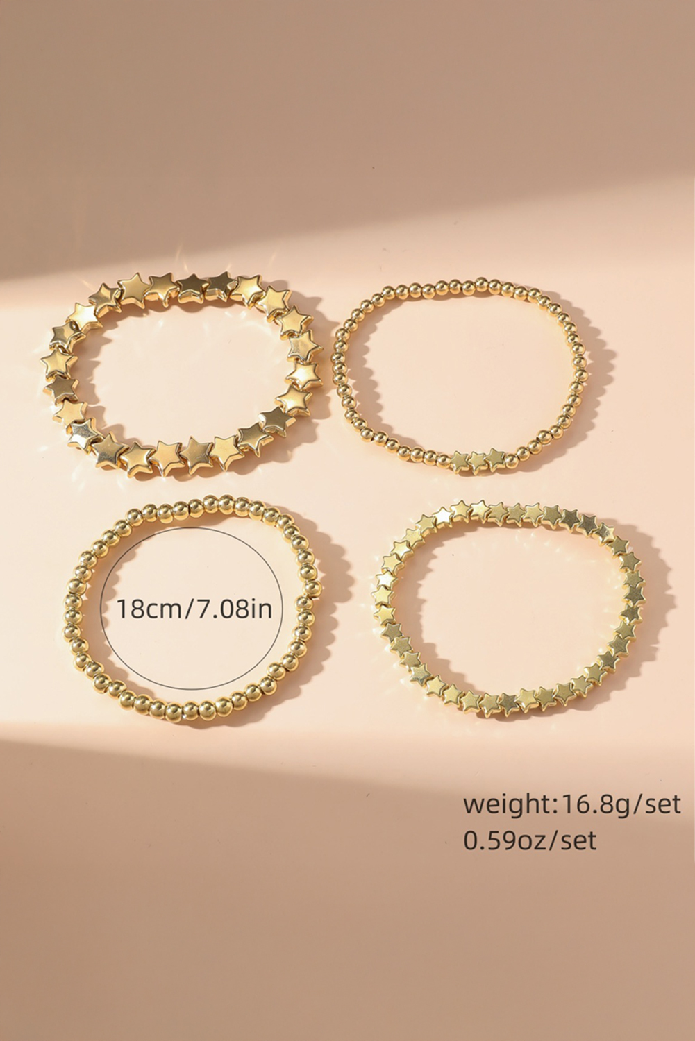 Gold Star Beaded Plated Alloy 4pcs Bracelet Set