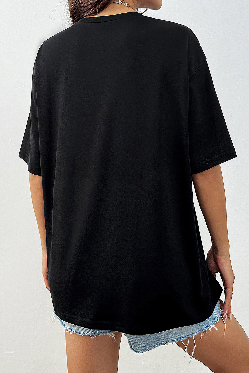 Black Shiny Bow Loose T Shirt