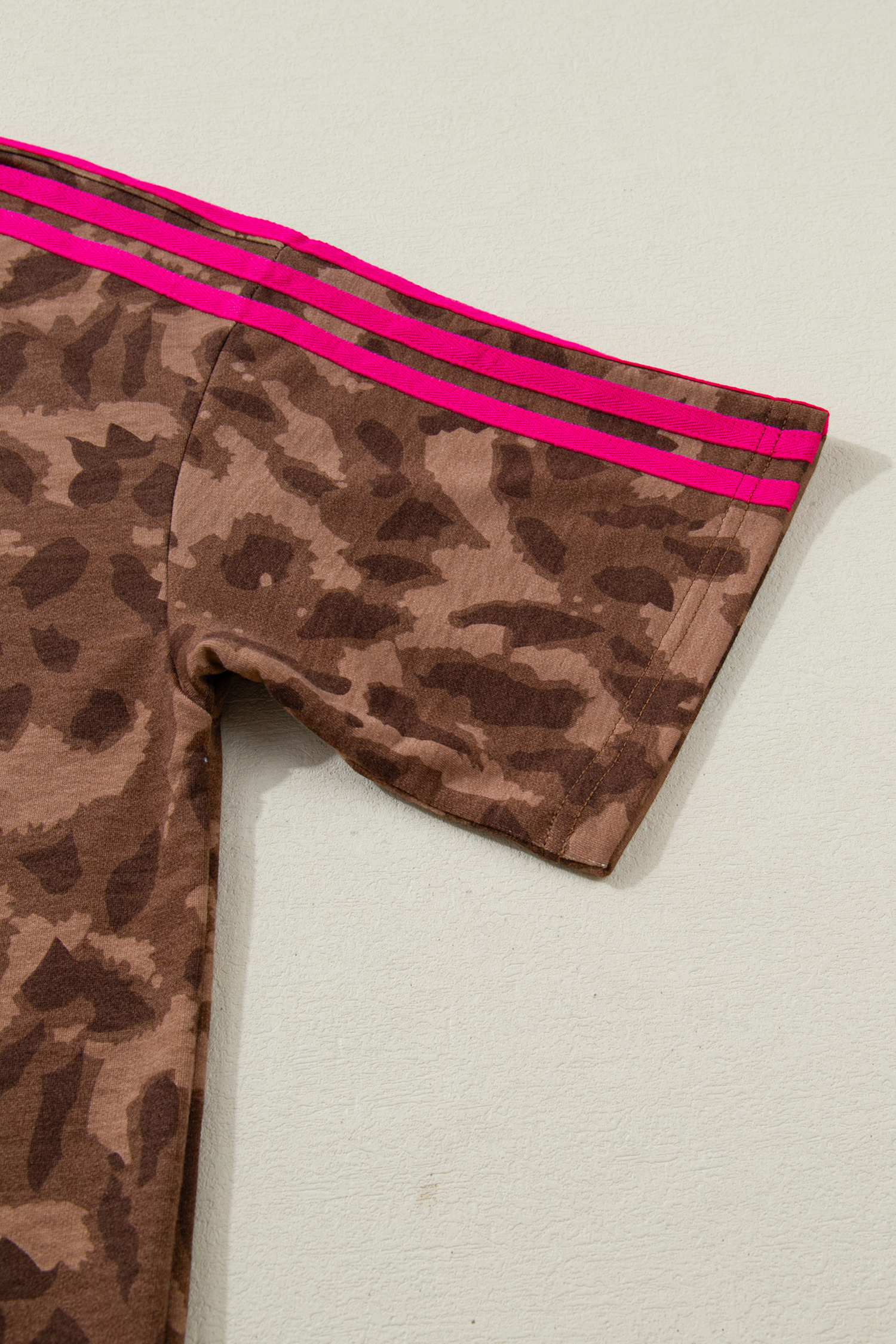 Brown Leopard Loose Tee Drawstring Waist Barrel Pants Set