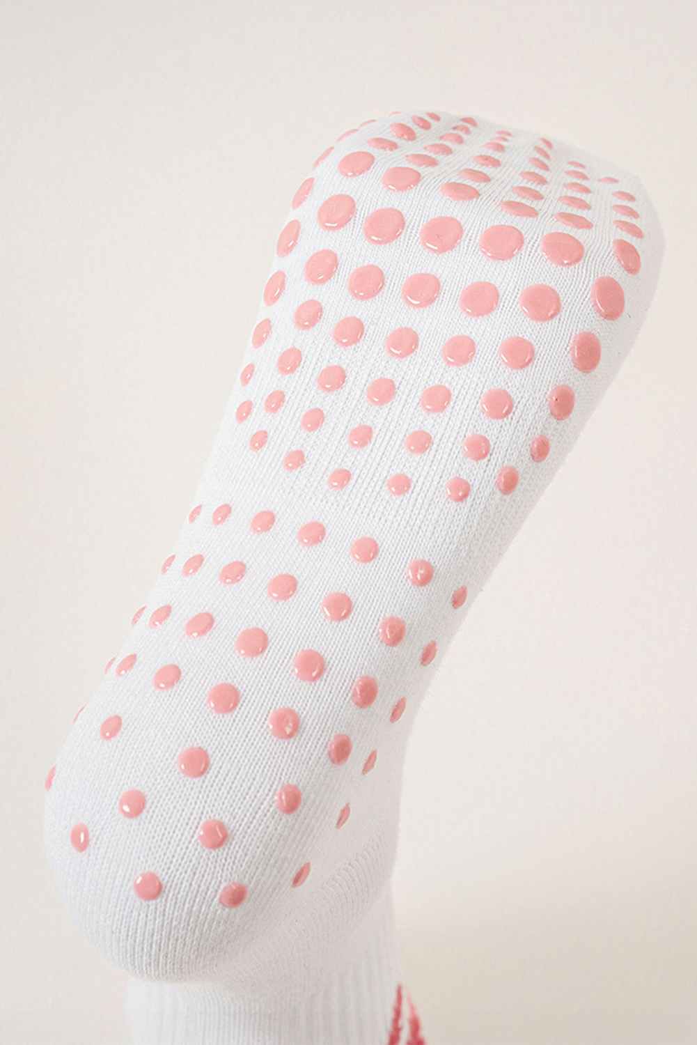 White Bow Print Non-Slip Ruffle Grip Socks