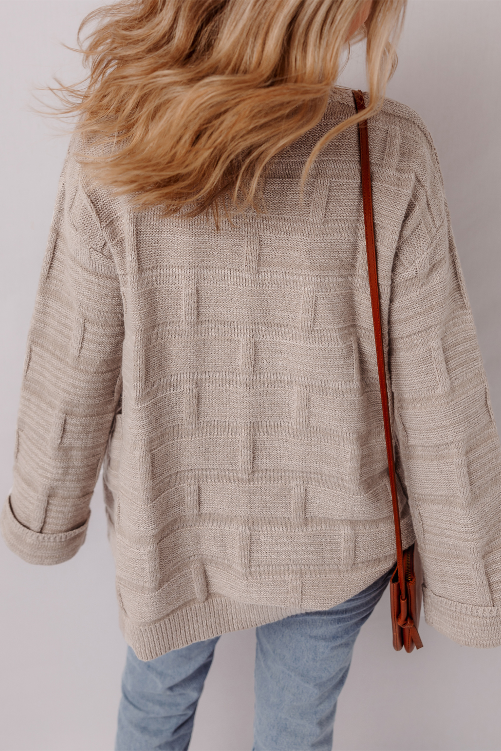 Delicacy Textured Knit Open Front Chic Cardigan with Pockets