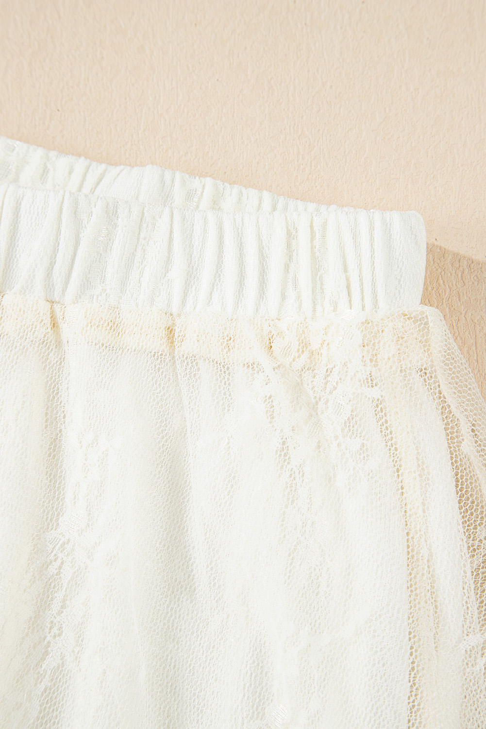 Apricot Lace Cascading Tiered High Waist Maxi Skirt