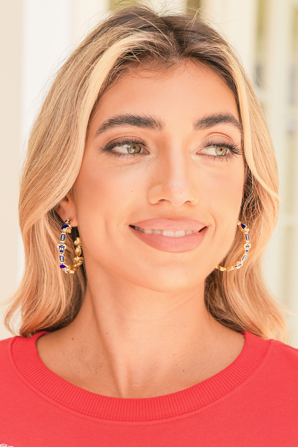 Dark Blue Game Day Football Helmet Jersey Hoop Earrings