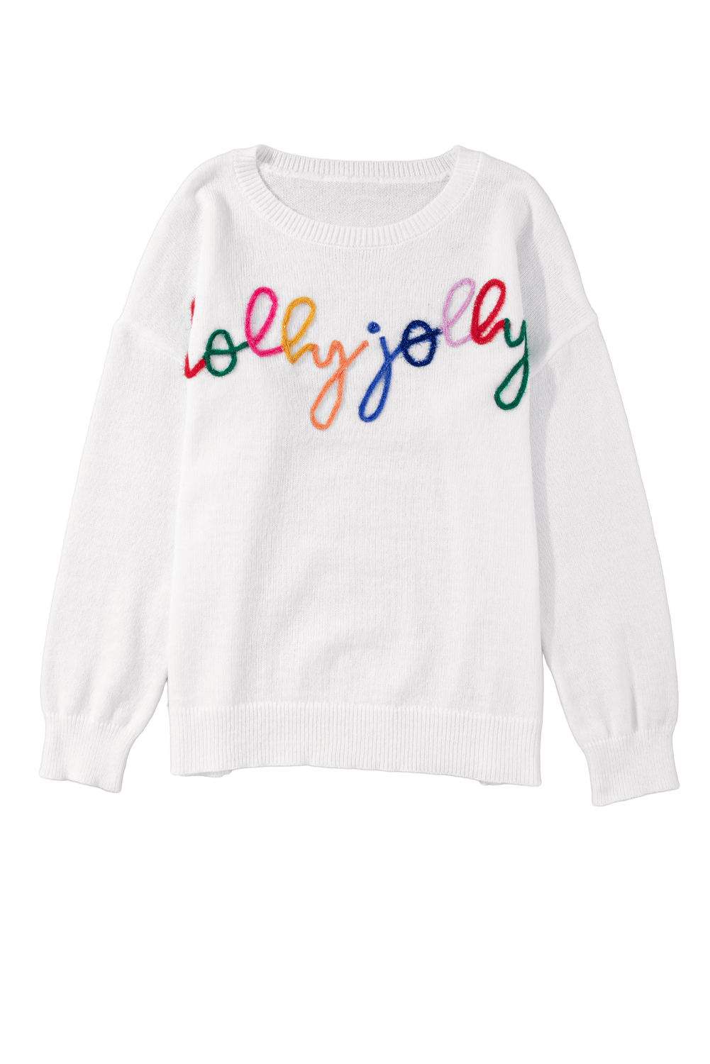 White Merry & Bright Round Neck Casual Sweater
