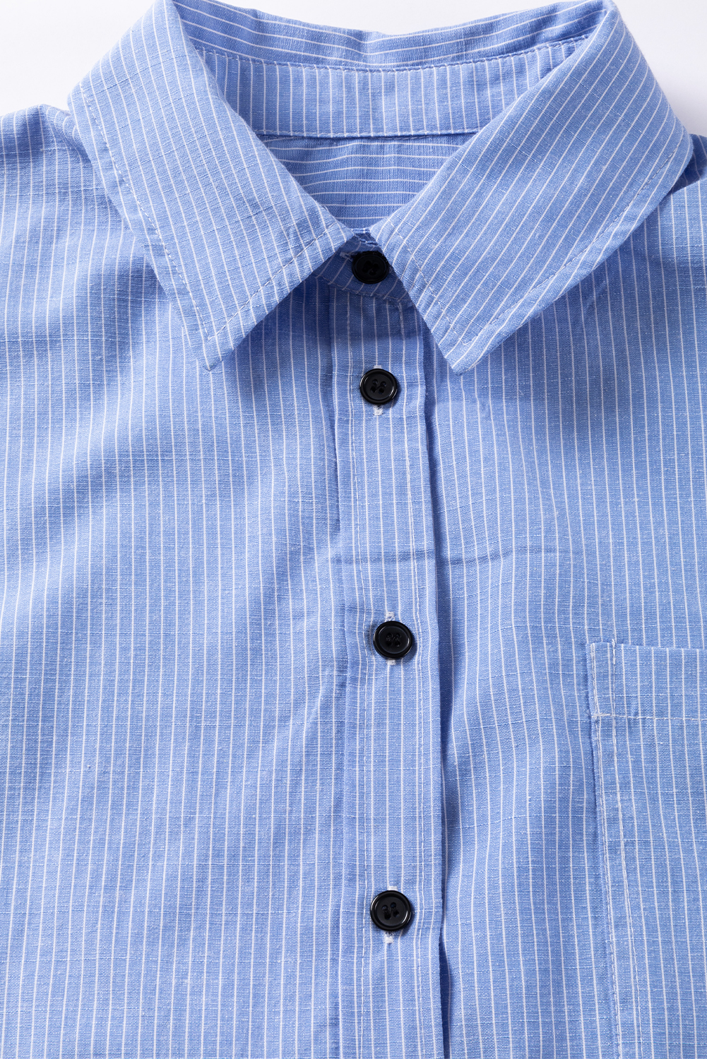 DEAR-LOVER Stripe Roll-tab Sleeve Pocketed Long Shirt