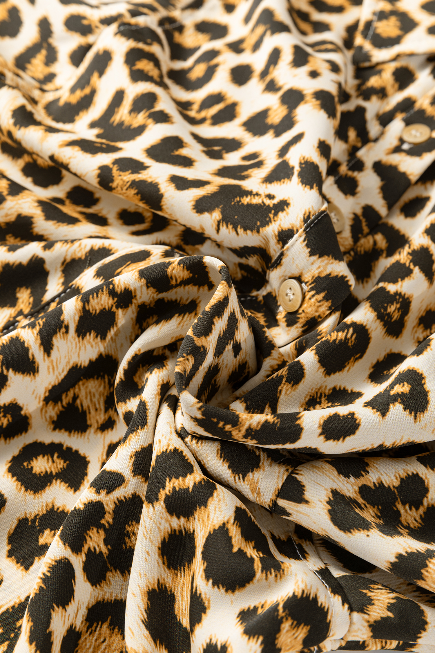 Khaki Contrast Edge Leopard Shirt