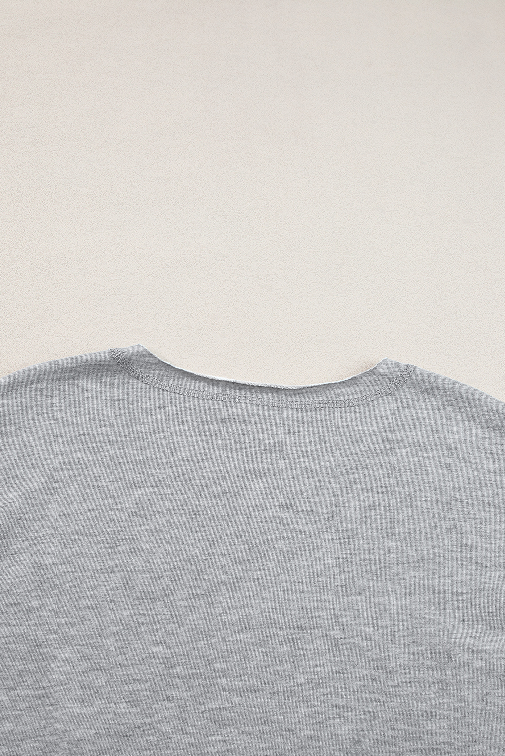 Light Grey USA Lettering Patch Notched Neck Loose Tee