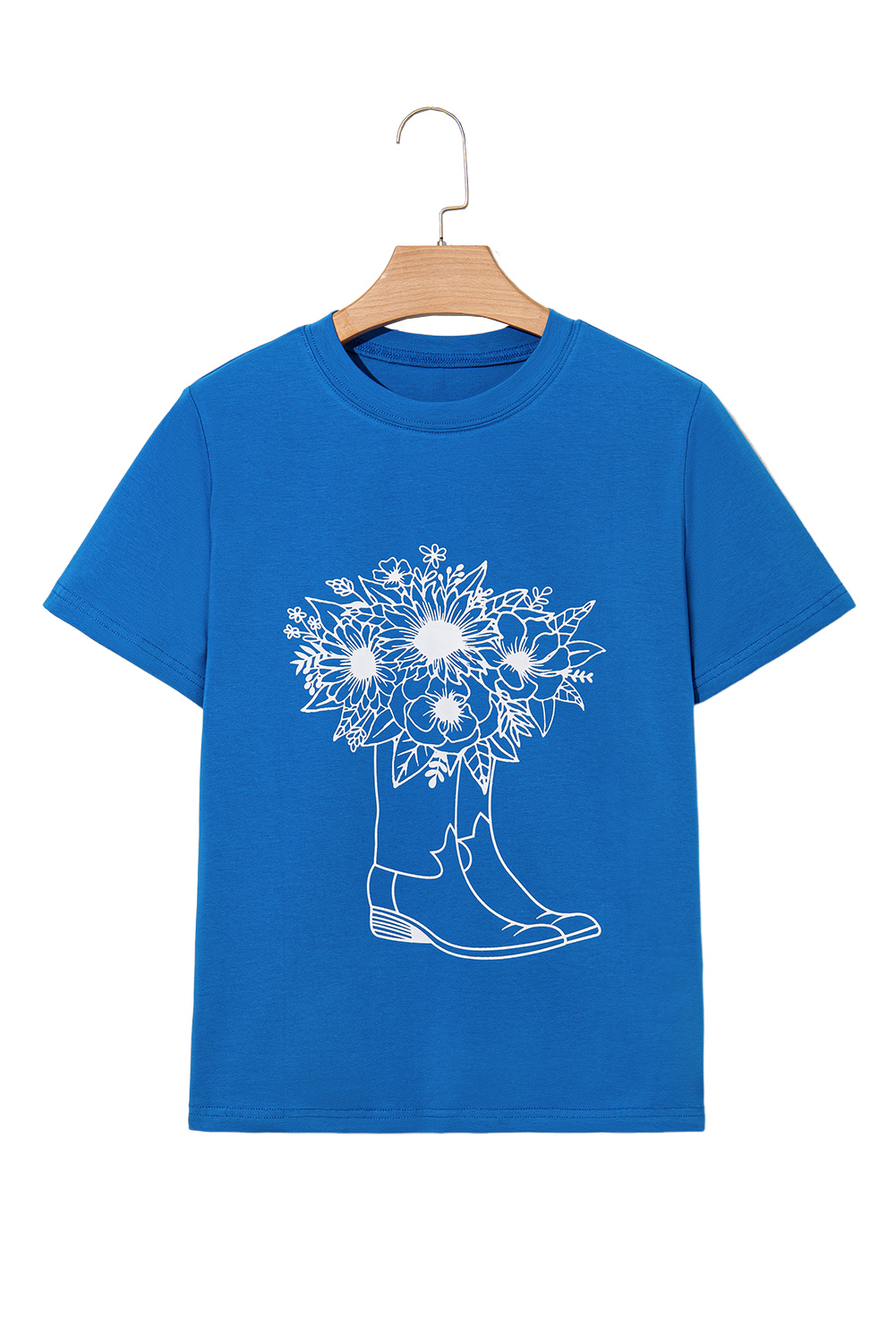 Blue Sunflower Boots Graphic Western Fashion T Shirt