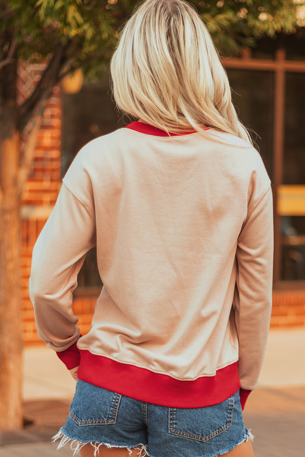 Black GAME DAY Letter Graphic Varsity Striped Detail Baggy Sweatshirt