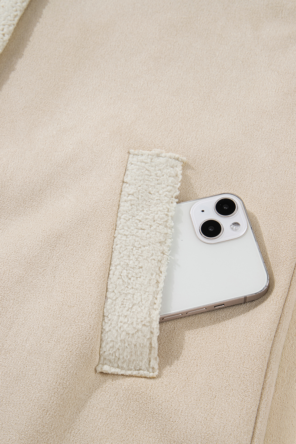 Parchment Suede Sherpa Lined Western Loose Jacket