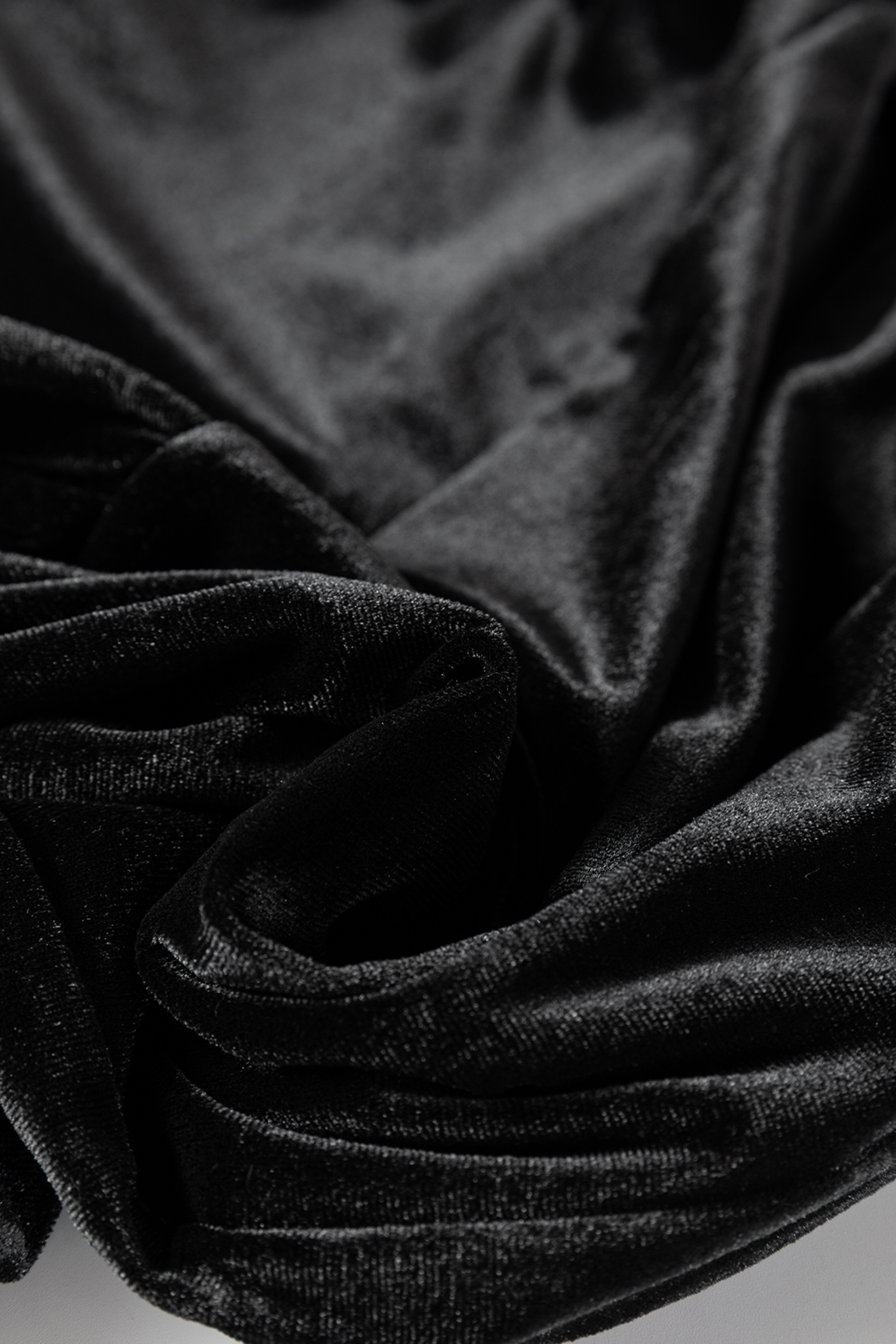 Black Shiny Velvet Drawstring High Waist Straight Leg Casual Pants