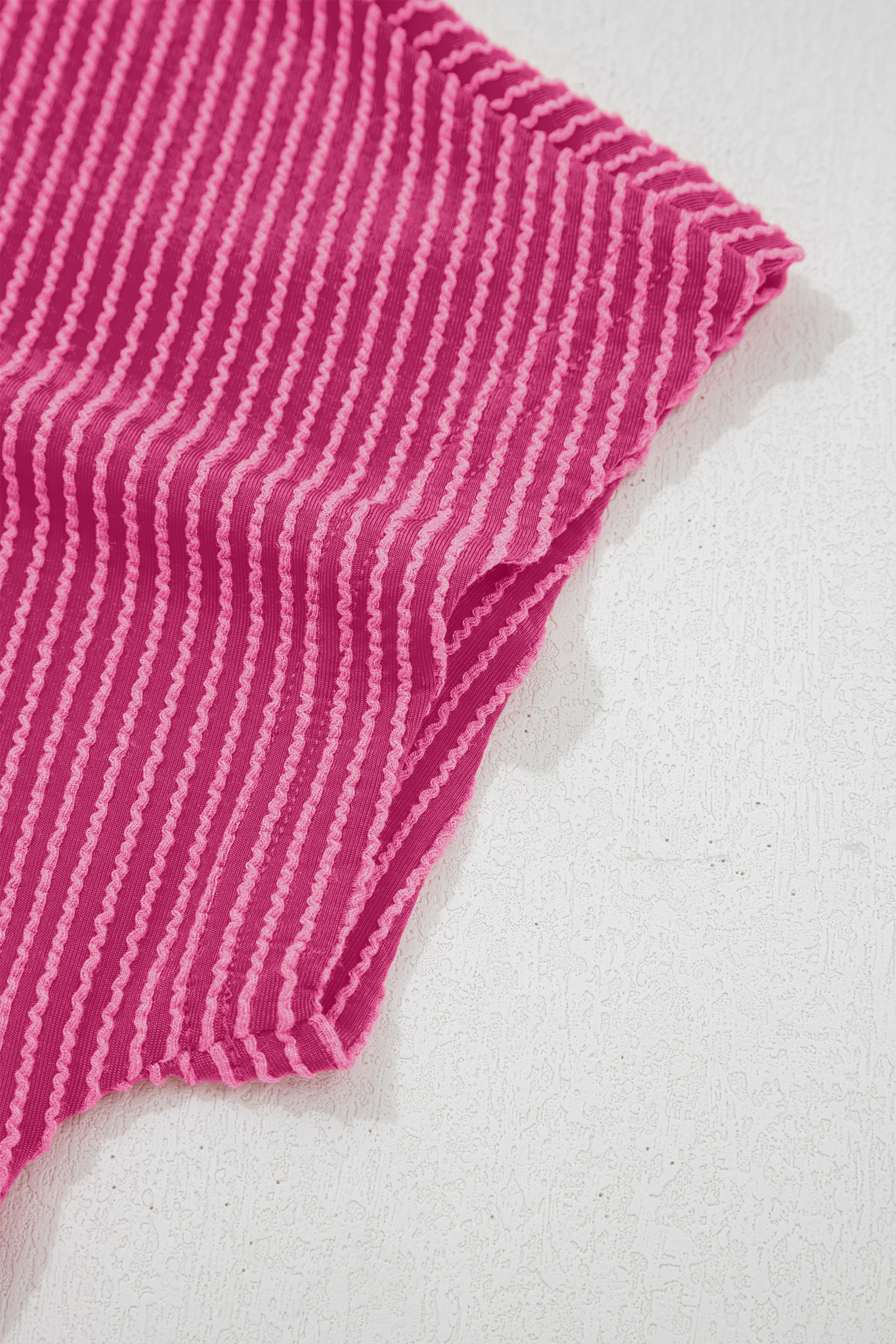 Bright Pink Striped Ribbed Knit T-shirt Shift Dress