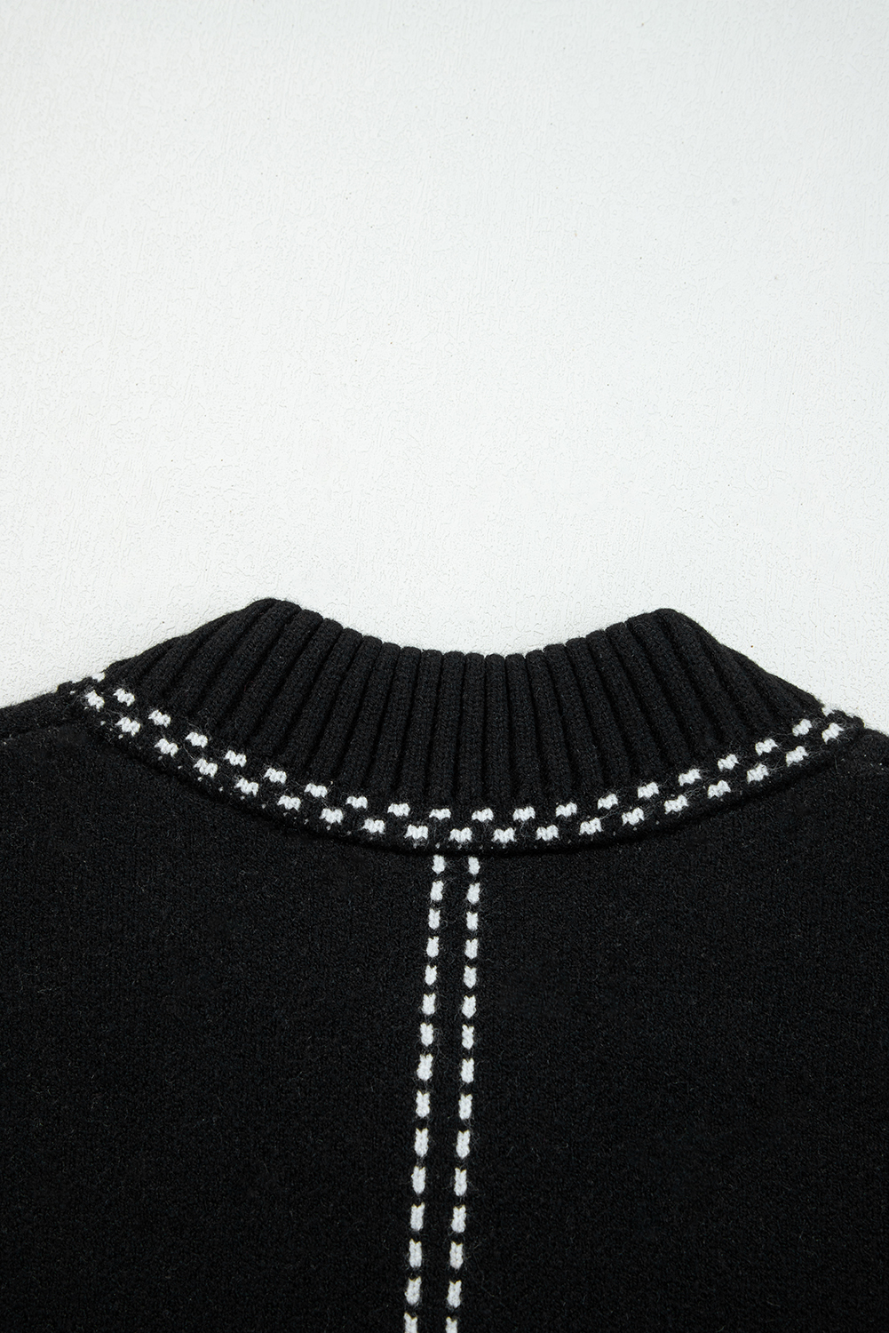 Black Contrast Trim Button up Sweater Cardigan