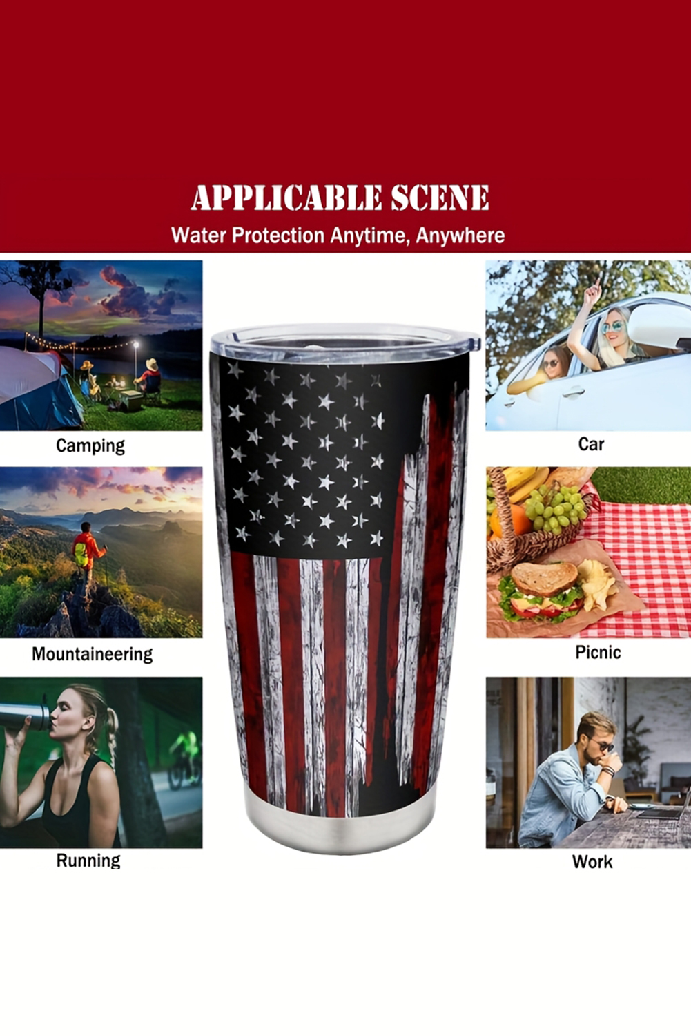Dirty blue American Flag Stainless Steel Insulated Tumbler 20oz