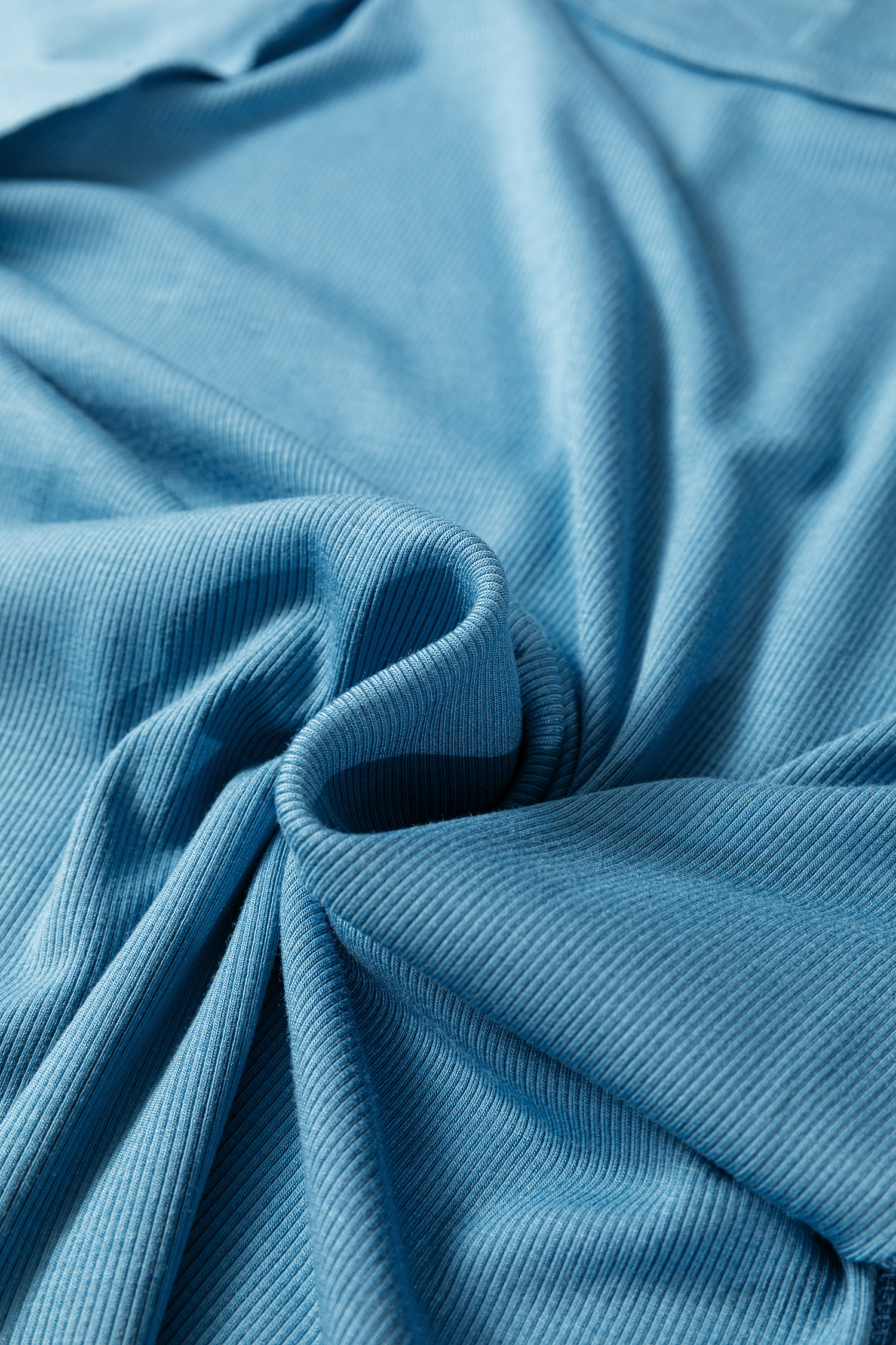 Peacock Blue Crew Neck Cap Sleeve Ribbed T Shirt