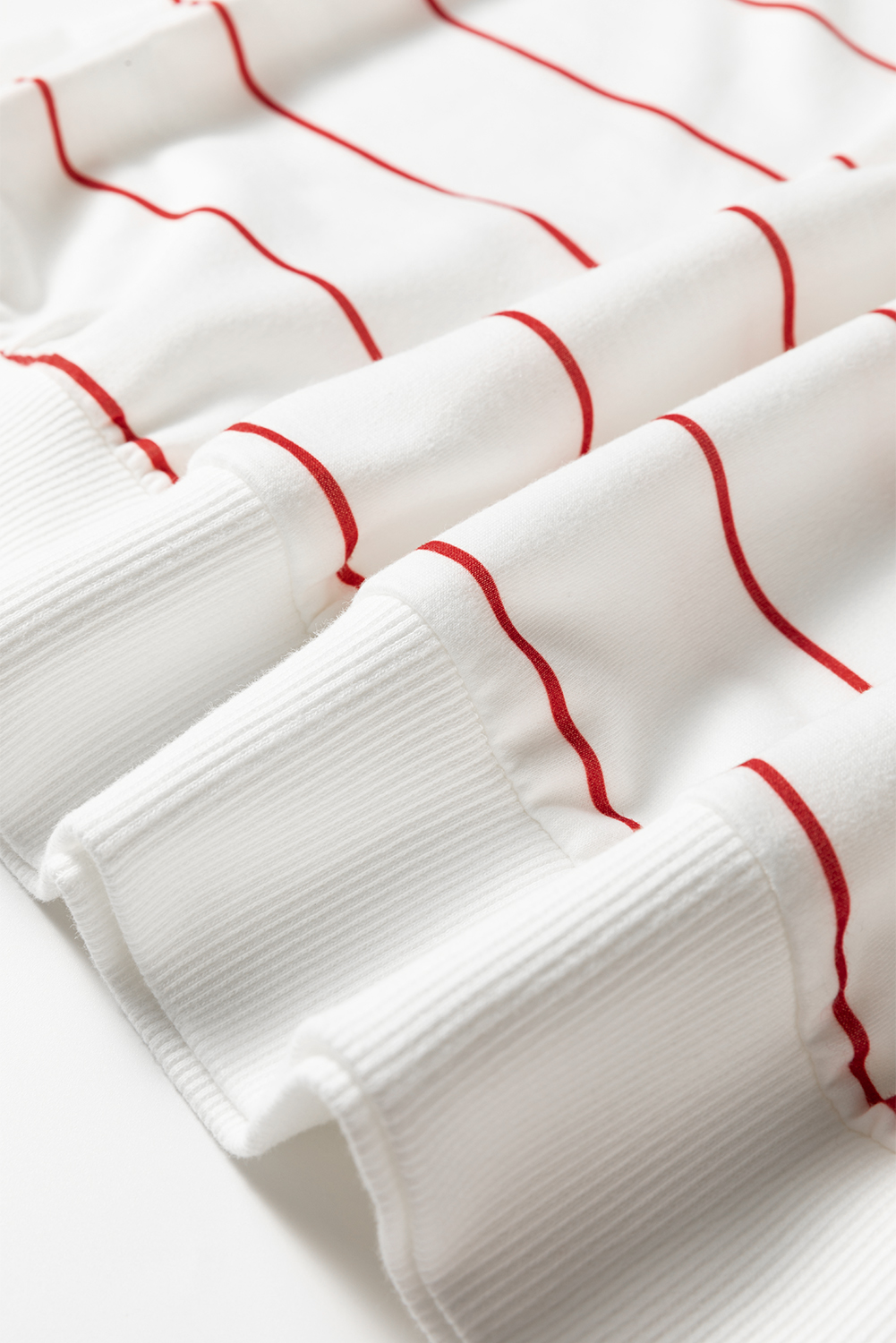 White Zip V Neck Casual Stripe Print Drop Shoulder Long Sleeve Top