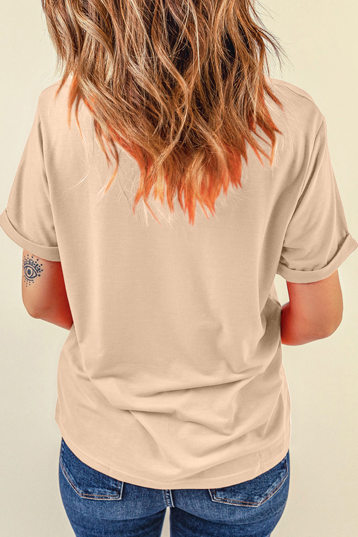 Khaki Camouflage Big Bow Print Womens Casual Tee