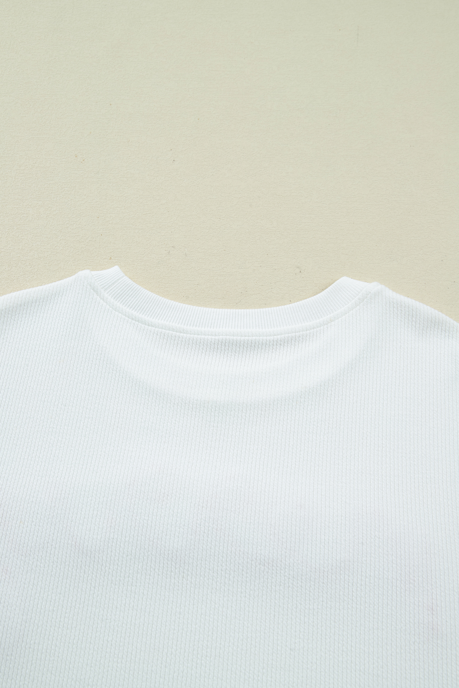 White Merry Tinsel Letter Embroidery Ribbed Drop Shoulder Sweatshirt