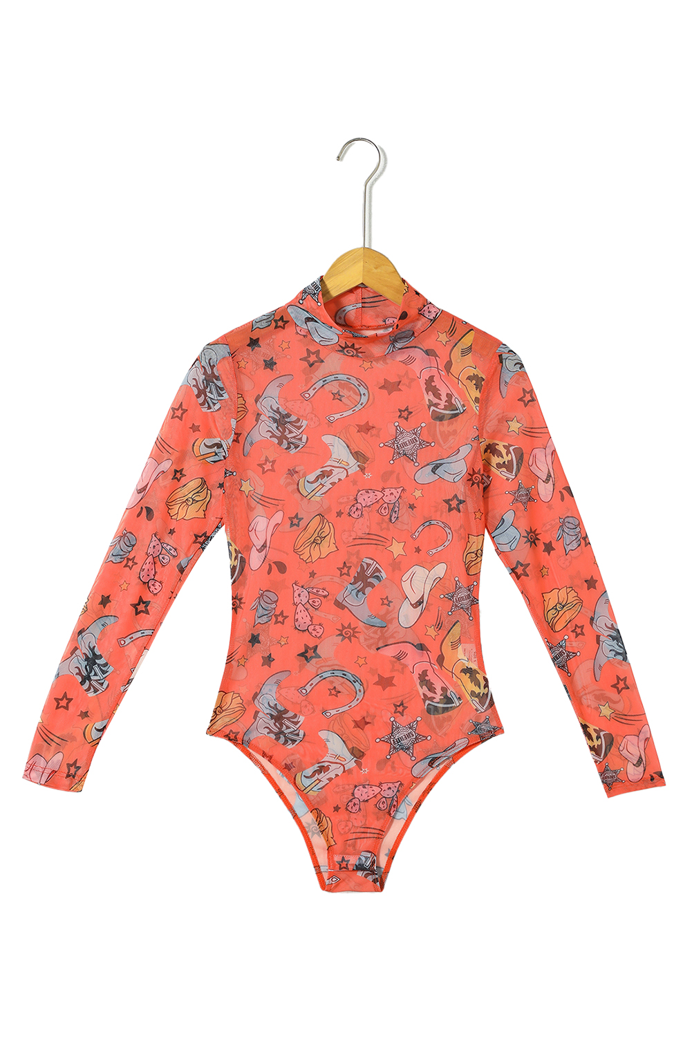 White Rodeo Bound Printed Long Sleeve Bodysuit